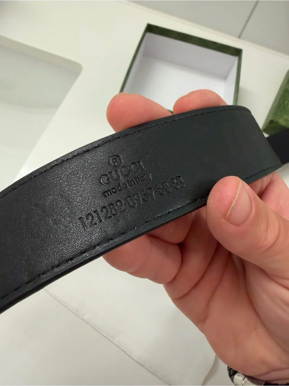 Gucci Black Embossed GG Leather Belt with Matte Black Double G Buckle